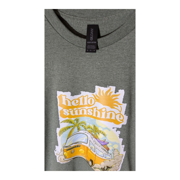Hello Sunshine -Van on Beach - Green Graphic T-Shirt - Size M - NWOT Summer Fun - Picture 5 of 7